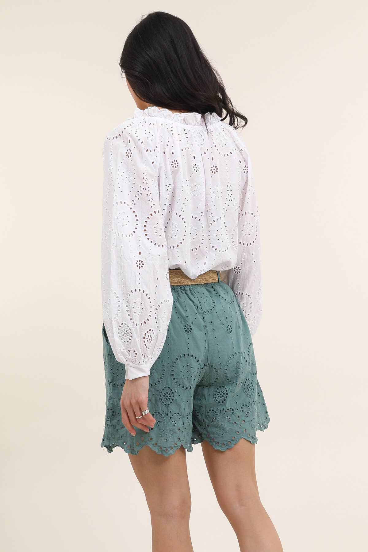 100% Cotton Eyelet Escape Cotton Shorts - Desert Sunday