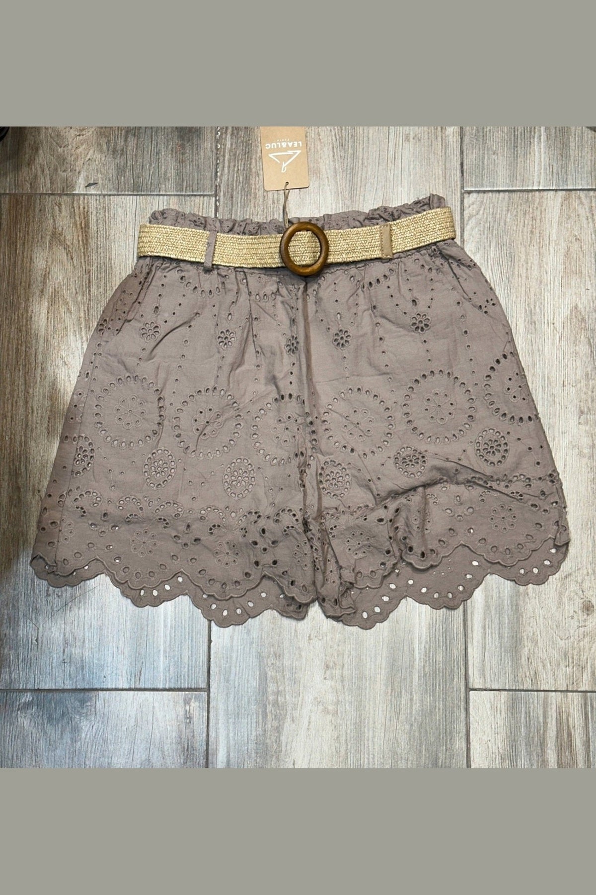 100% Cotton Eyelet Escape Cotton Shorts - Desert Sunday