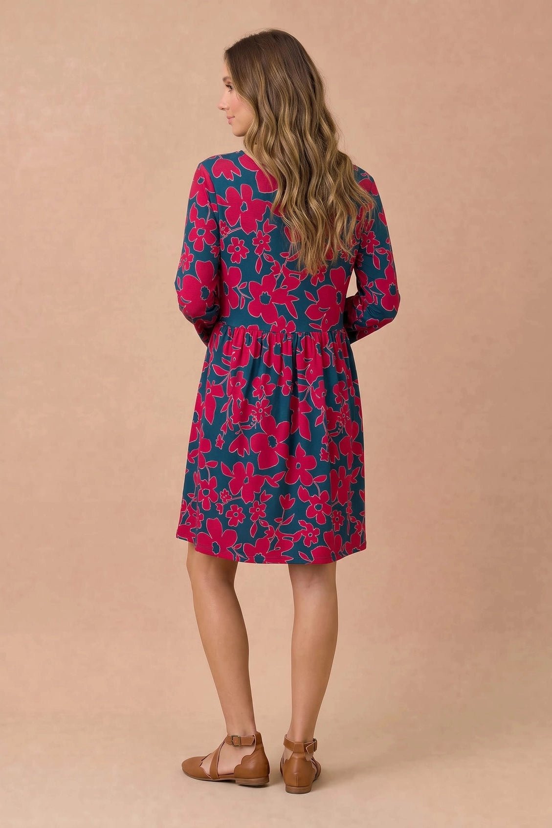 Blooming Beauty Long Sleeve Floral Dress - Desert Sunday