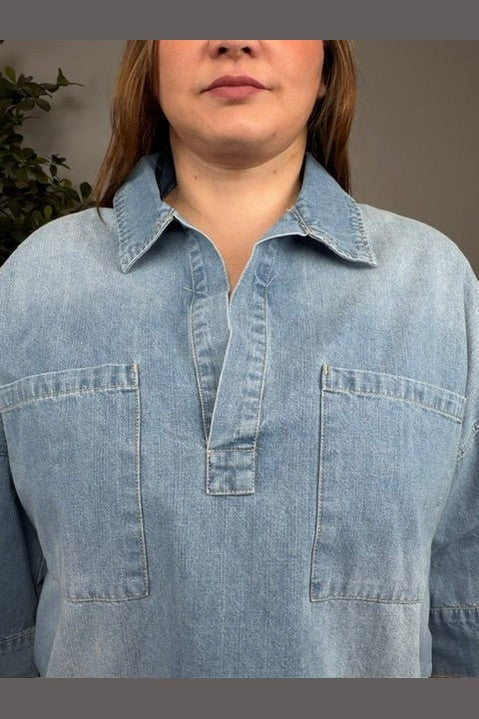 Candace Patch Pocket Denim top - Desert Sunday
