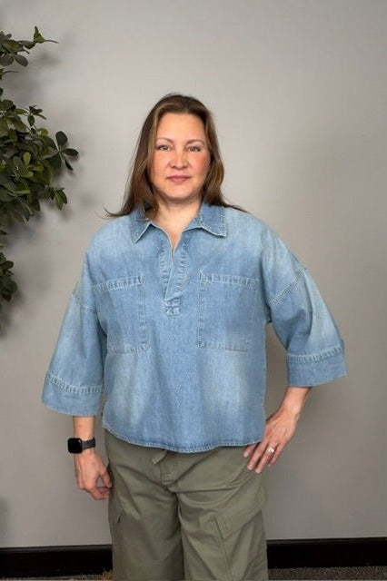 Candace Patch Pocket Denim top - Desert Sunday