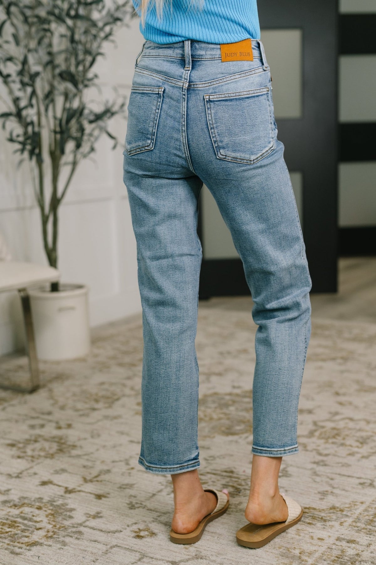 Carla High Waist Ankle Straight Jean in Break Through Blue - Desert Sunday