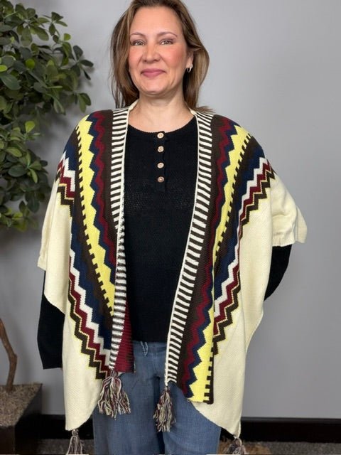 Chilly Nights Kimono Wrap with Tassel Tie - Desert Sunday