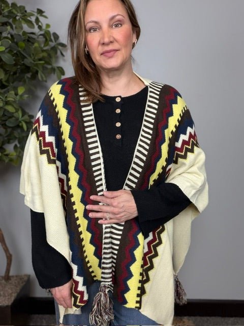 Chilly Nights Kimono Wrap with Tassel Tie - Desert Sunday