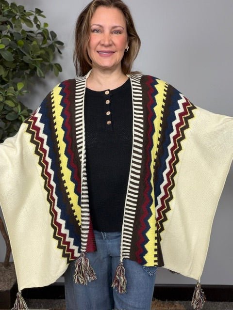 Chilly Nights Kimono Wrap with Tassel Tie - Desert Sunday