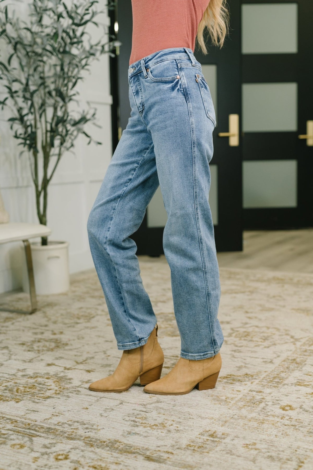 Corrine Mid Rise Control Top Vintage Straight Jeans - Desert Sunday