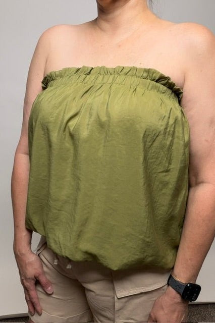 Crinkled Breeze Bubble Top in Mink - Desert Sunday