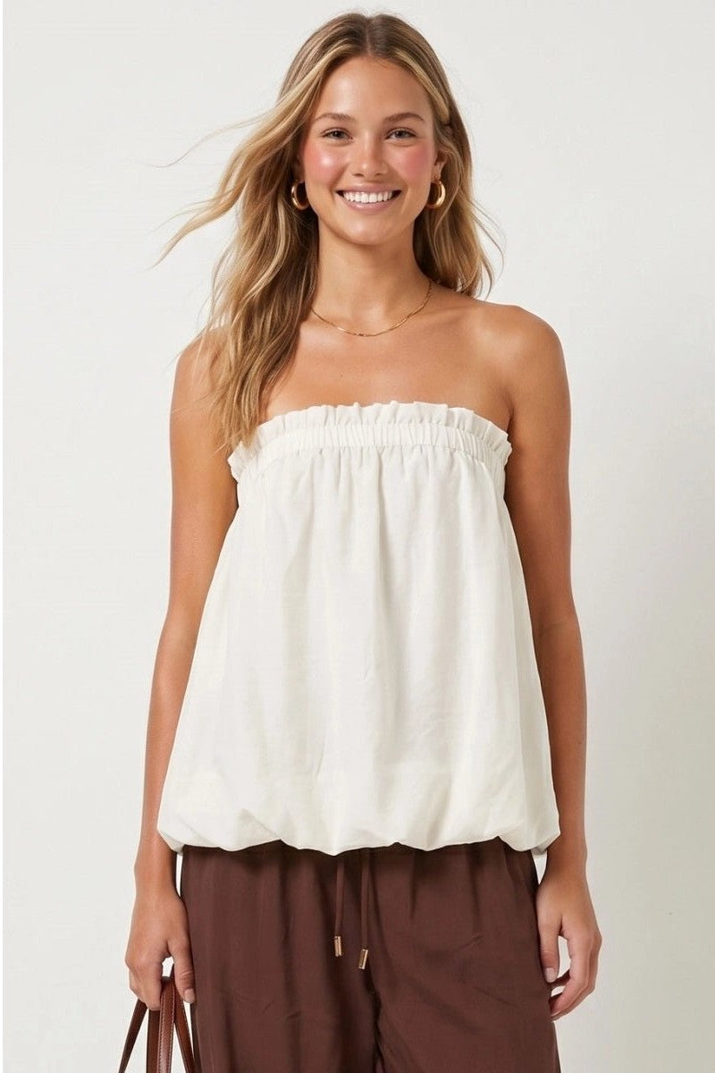 Crinkled Breeze Bubble Top in Mink - Desert Sunday