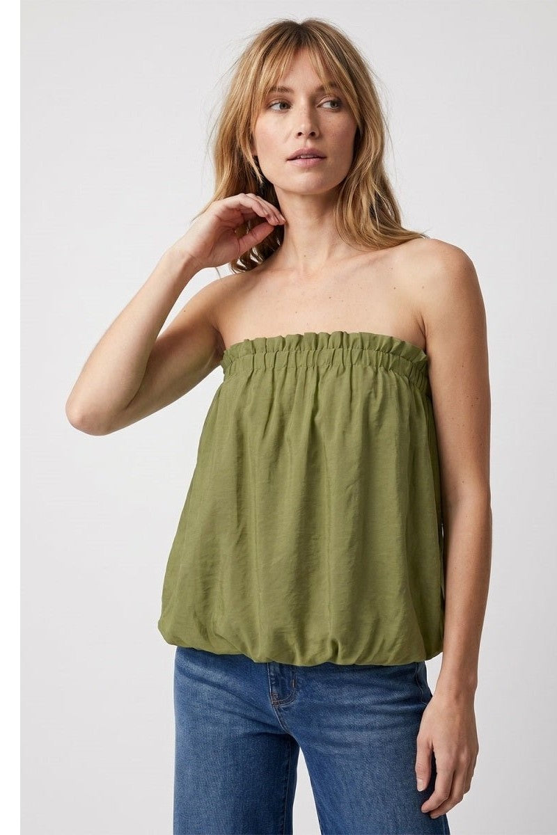 Crinkled Breeze Bubble Top in Mink - Desert Sunday
