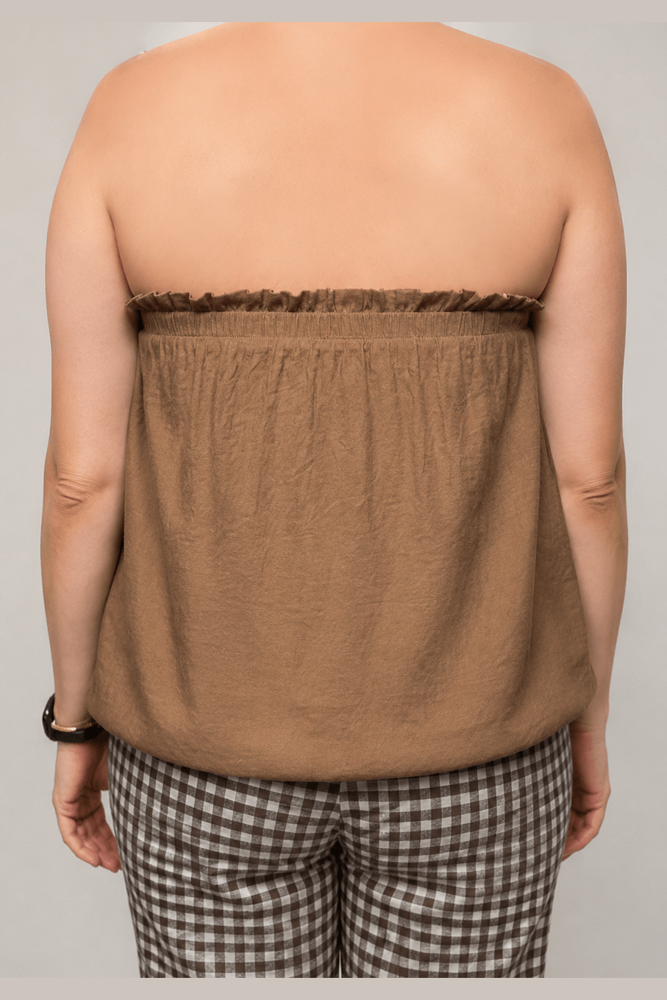 Crinkled Breeze Bubble Top in Mink - Desert Sunday
