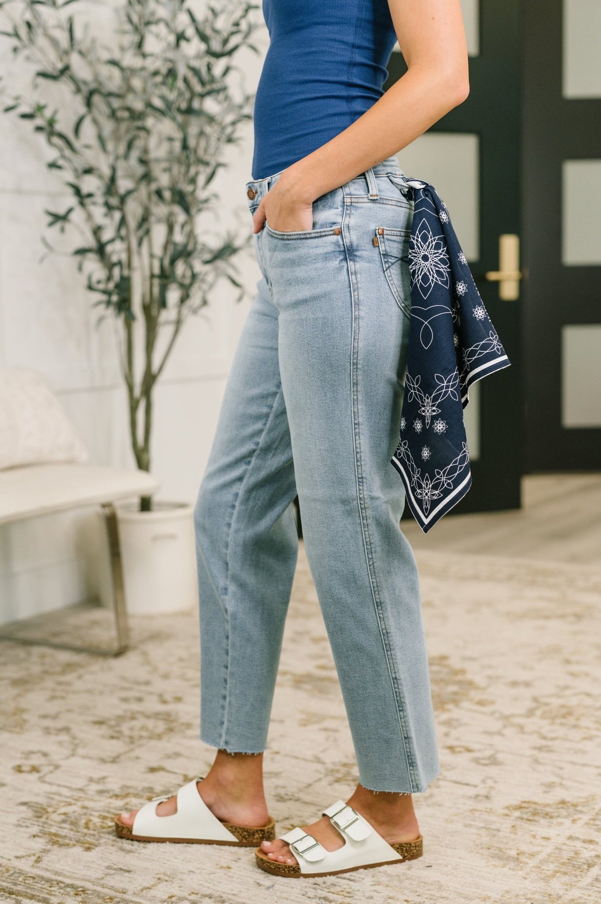 Dawn Mid Rise Ankle Straight w Bandana Loop - Desert Sunday