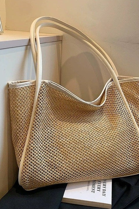 Desert Dunes Woven Tote in White - Desert Sunday