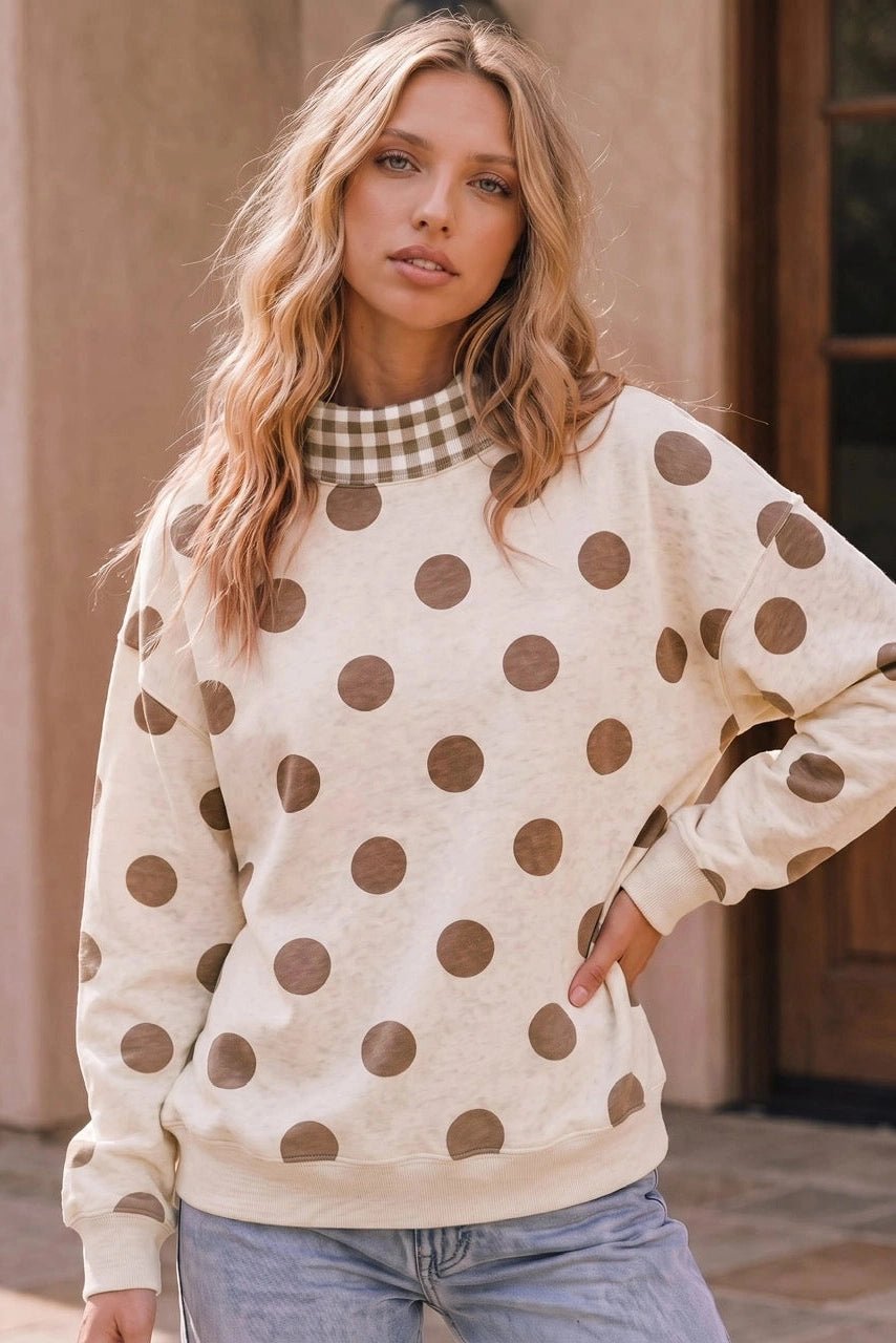 Dots & Plaid Forever Cozy Pullover Sweatshirt - Desert Sunday