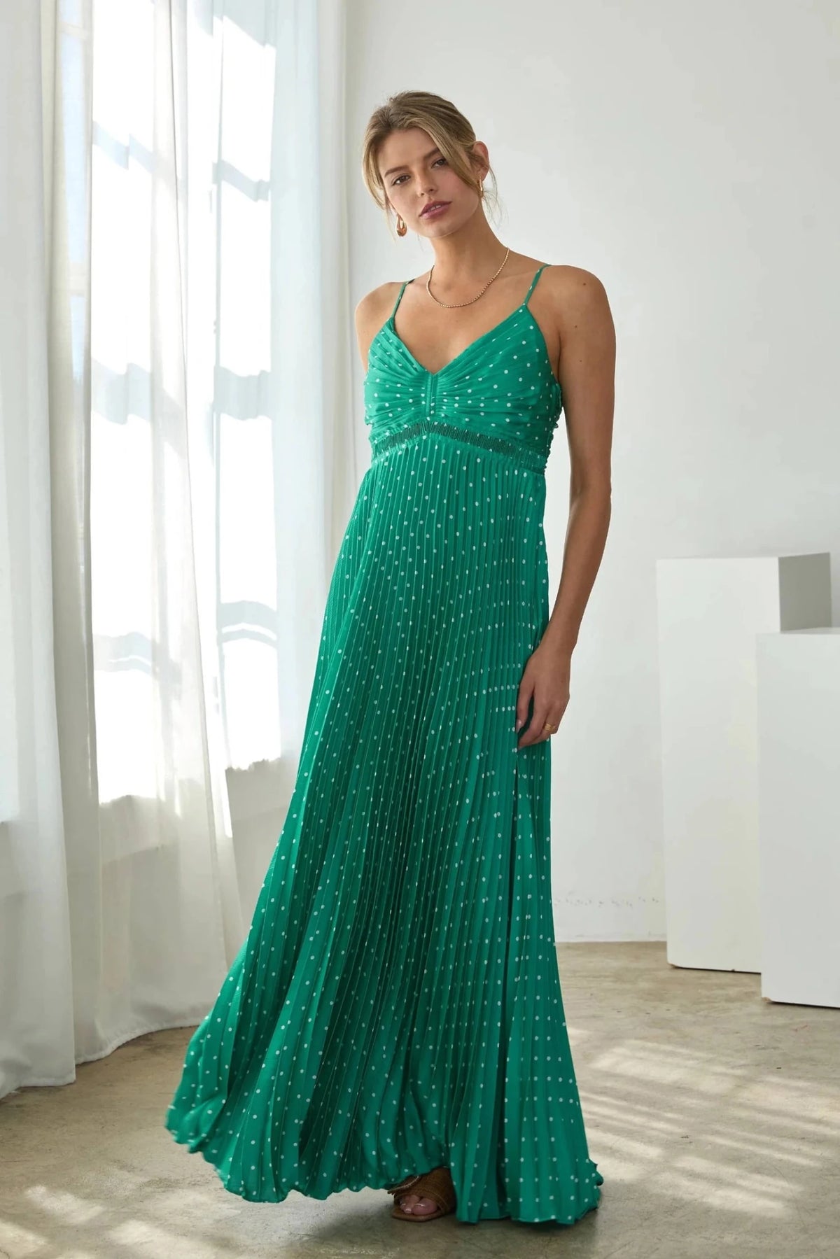 Evergreen Elegance Maxi Dress - Desert Sunday