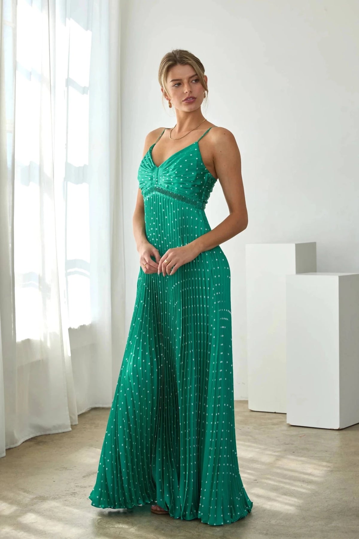 Evergreen Elegance Maxi Dress - Desert Sunday