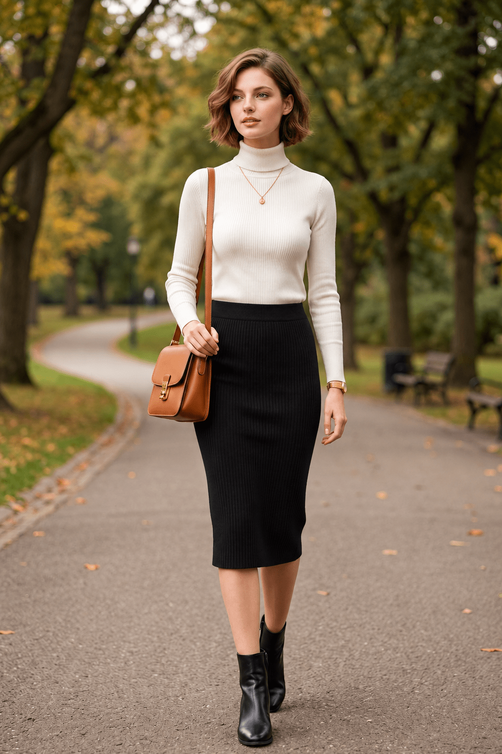 Everyday Ribbed Knit Midi Skirt – Black - Desert Sunday