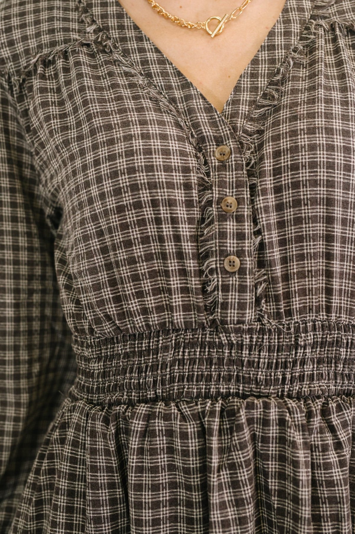 Fairytale Plot Plaid Midi Dress - Desert Sunday