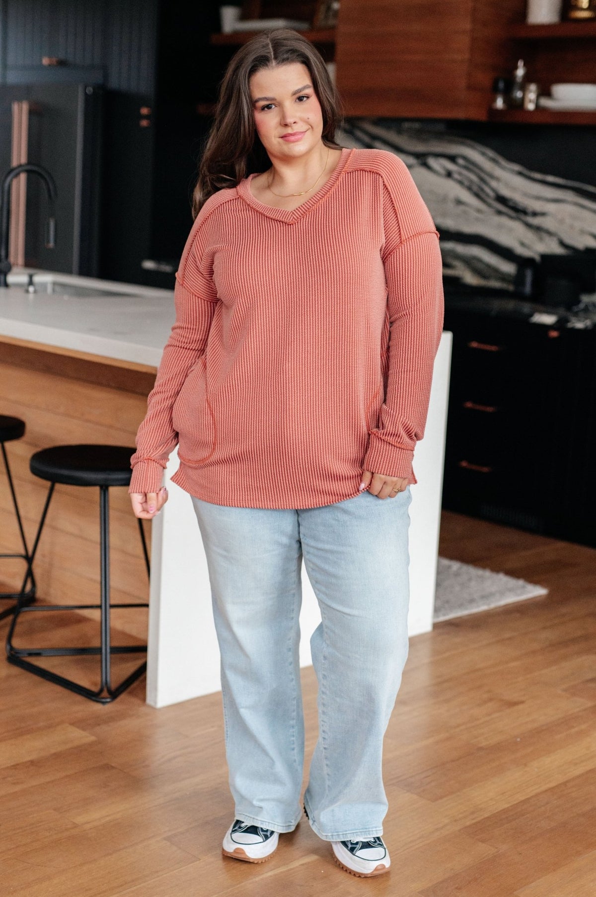 First and Foremost Rib Knit Top - Desert Sunday
