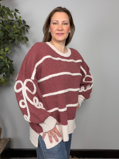 Give it a Twirl Cozy Stripe Sweater - Desert Sunday