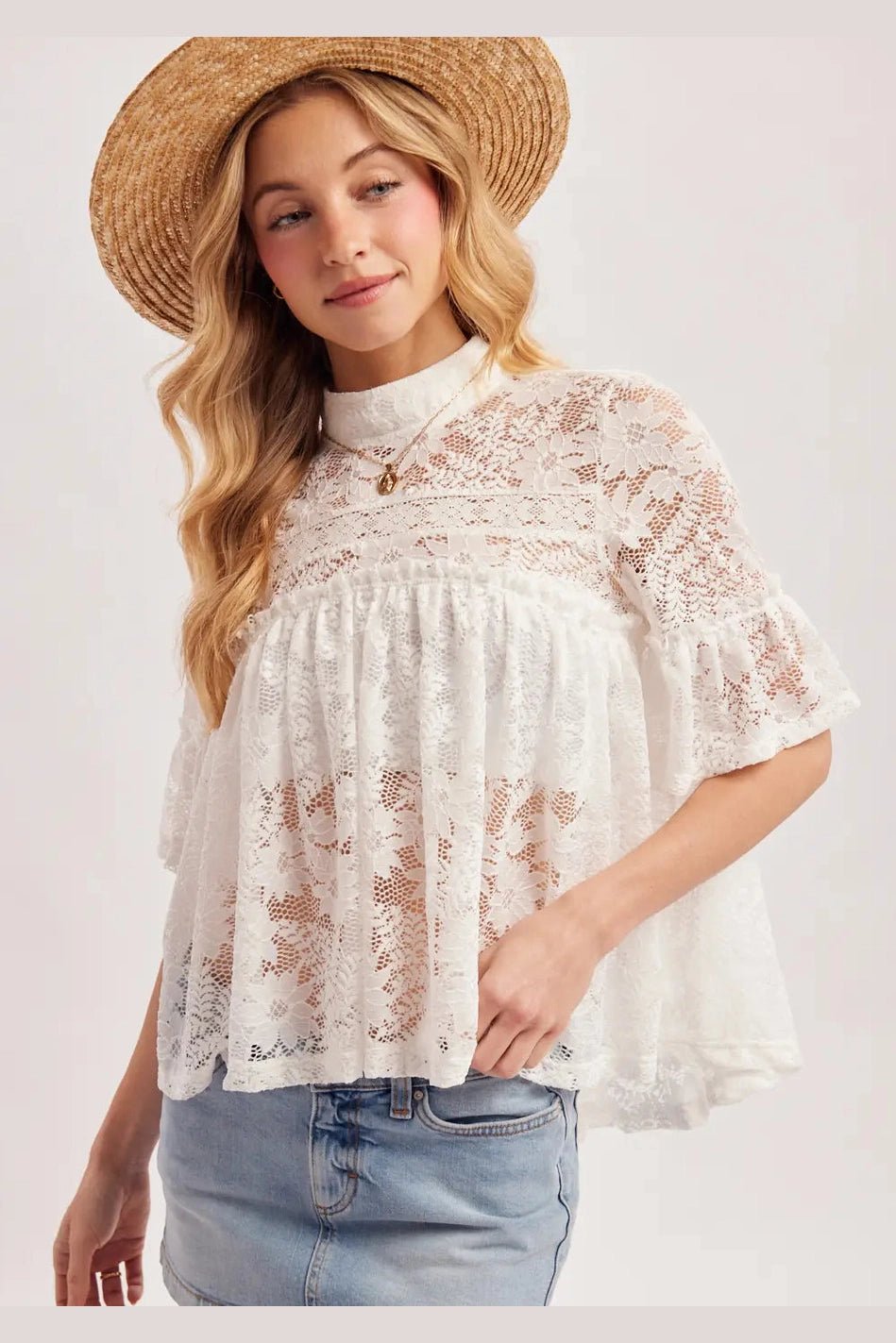 Gracie Top In White - Desert Sunday