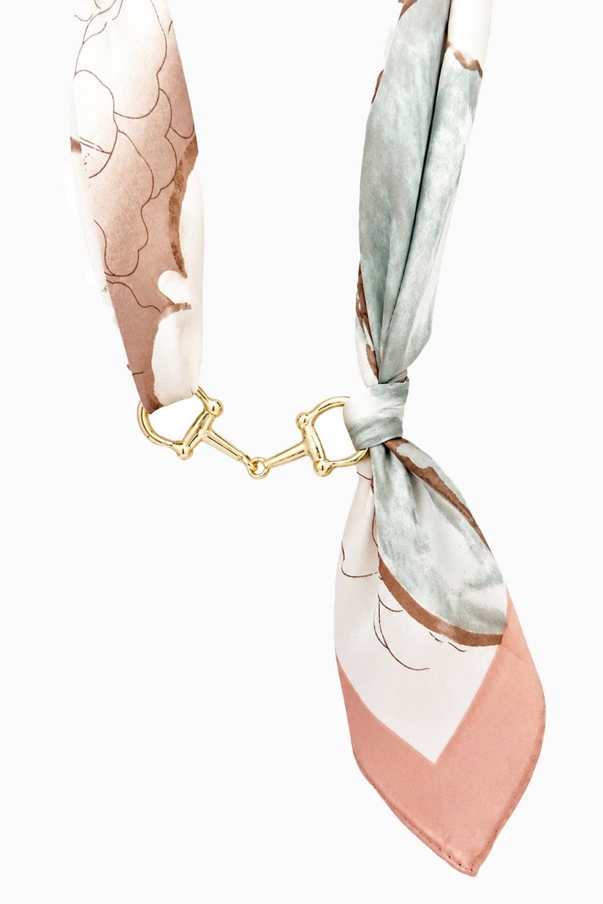 Horse Bit Silk Scarf Chocker Necklace In Ivory - Desert Sunday