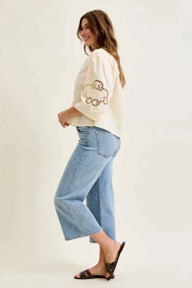 Judy Blue Easy Days Wide Leg Crop Jeans - Desert Sunday