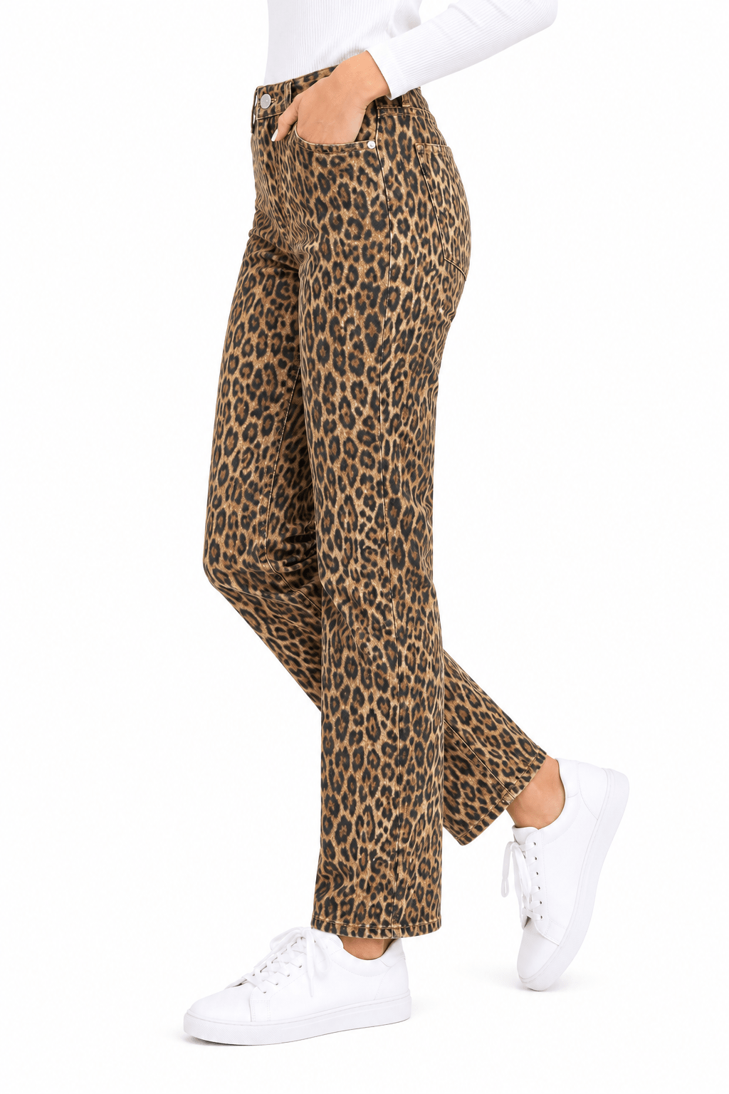 Judy Blue Kimberly Tummy Control Classic Straight Jeans – Leopard - Desert Sunday