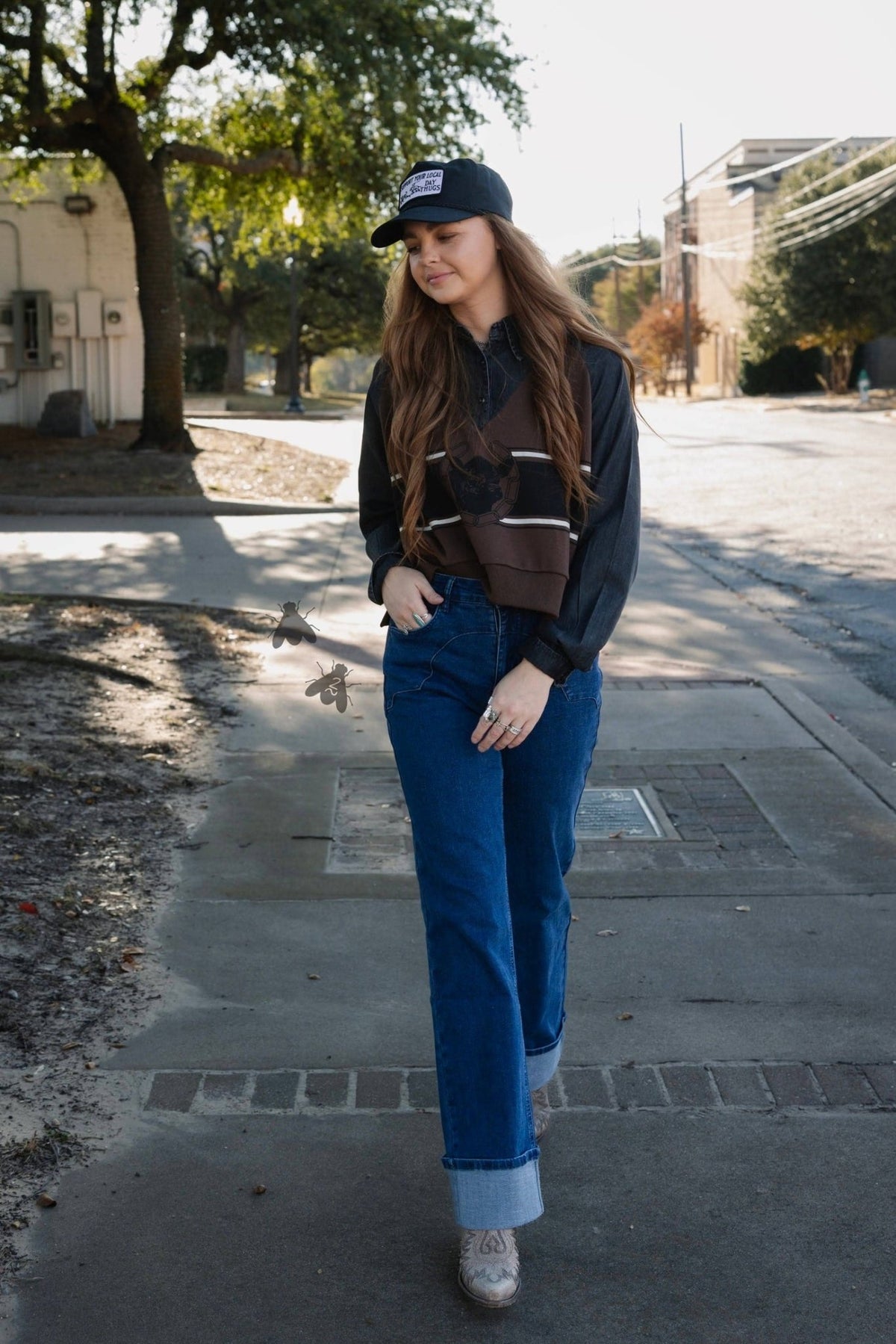 Lucky Ranch Layered Chambray Top - Desert Sunday