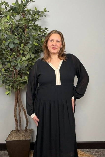Midnight Grace Chiffon Midi Dress - Desert Sunday