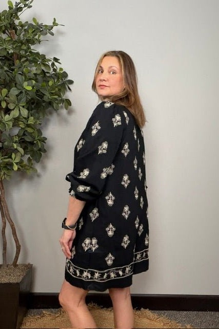Midnight Wildflower Embroidered Dress - Desert Sunday