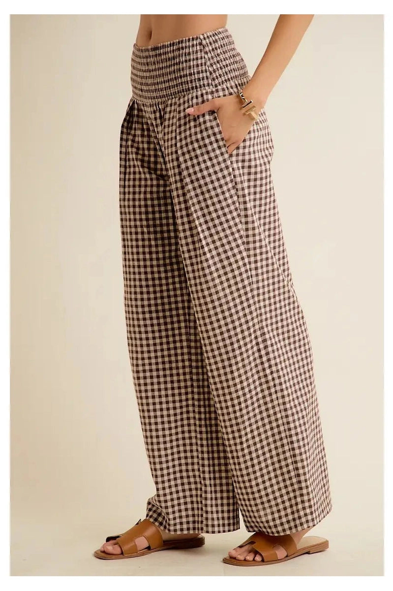 Mocha Meadow Gingham Pants - Desert Sunday