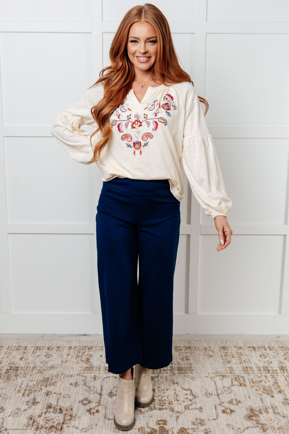 More Than You Would Think Embroidered Blouse - Desert Sunday