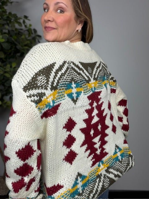 Movie Night Aztec Knit Sweater - Desert Sunday