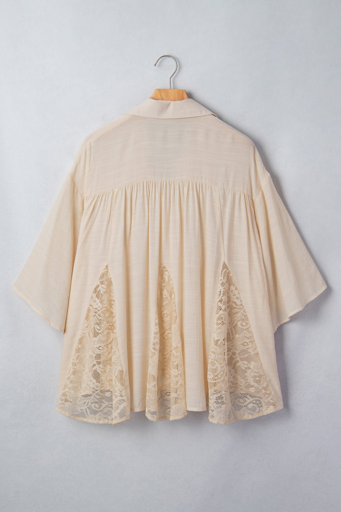 Oatmeal Lace Whisper Flowy Blouse - Desert Sunday