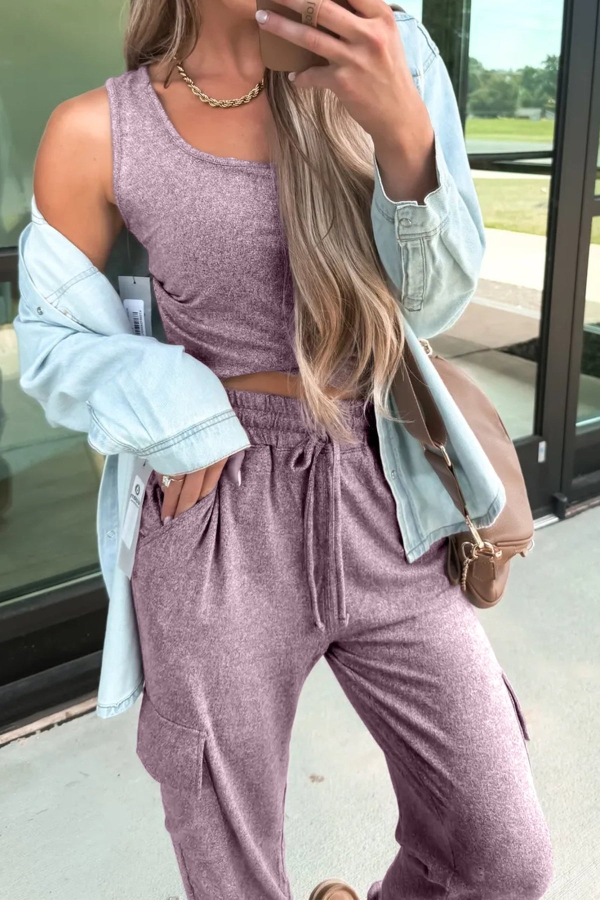Orchid Bouquet Tank & Jogger Pants Set - Desert Sunday