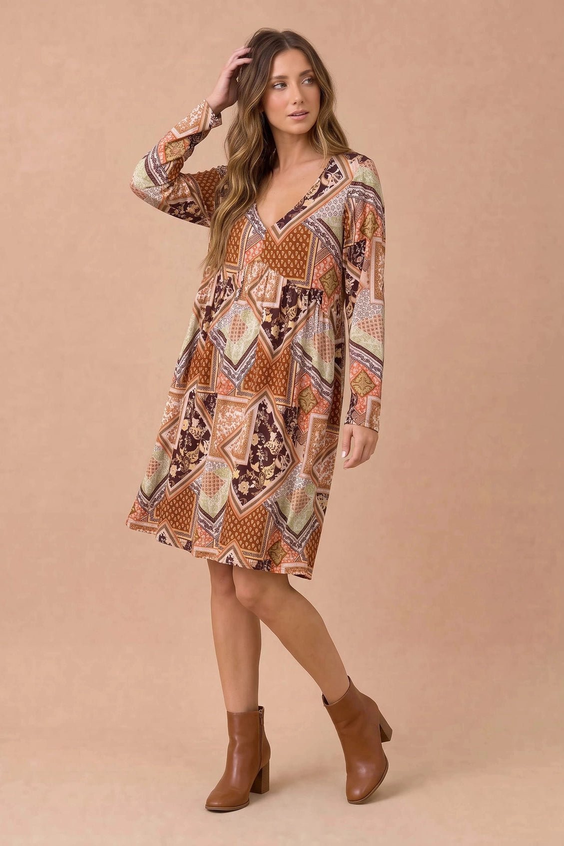 Patch Things Up Mini Dress - Desert Sunday