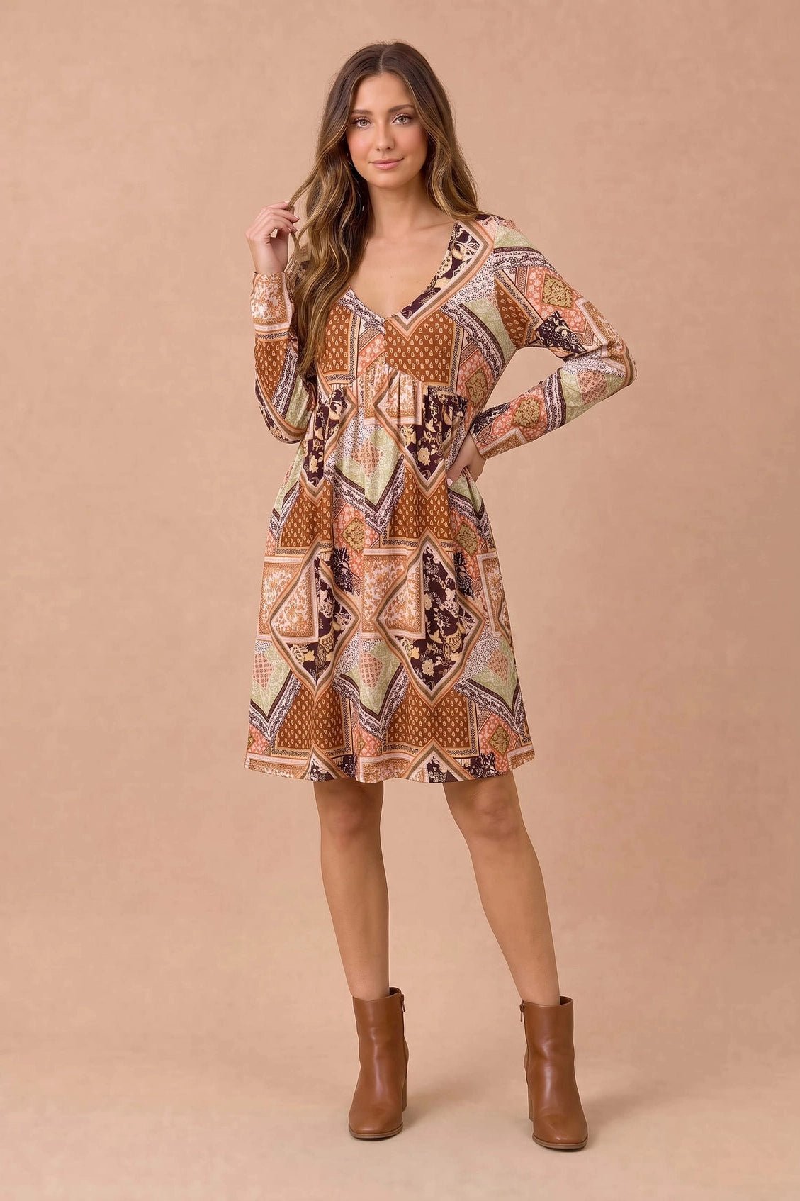 Patch Things Up Mini Dress - Desert Sunday