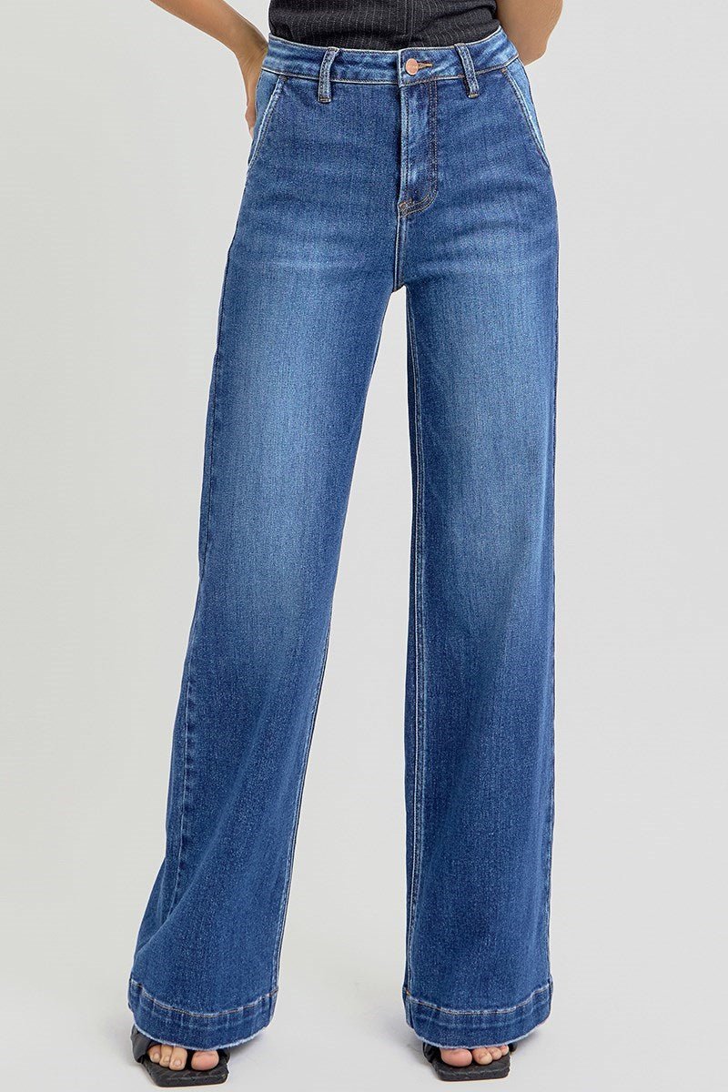 Risen Everyday Chic High Rise Wide Leg Jeans - Desert Sunday