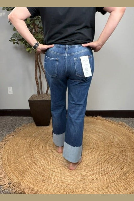 Risen High Rise Ankle Straight Jeans in Dark - Desert Sunday
