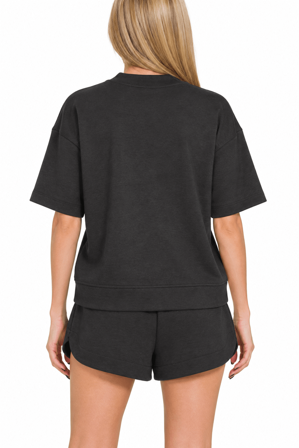 Scuba Short Sleeve & Dolphin Shorts 2PC Set In Black - Desert Sunday