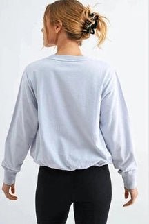 Sunset Drift Bubble Hem Pullover in Halogen Blue - Desert Sunday