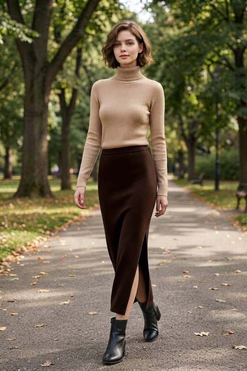 The Cocoa Comfort Midi Skirt - Desert Sunday