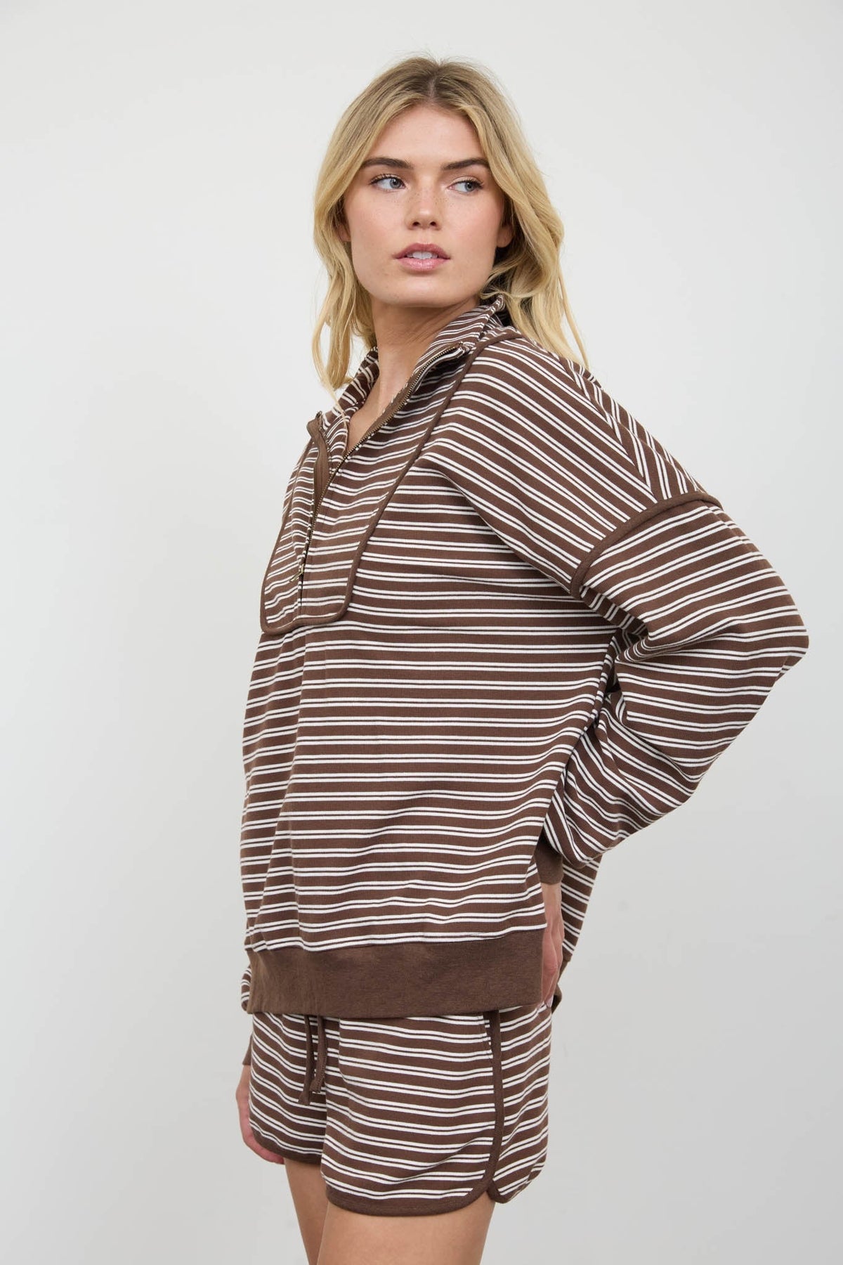 The Everyday Stripe Half-Zip Pullover - Desert Sunday