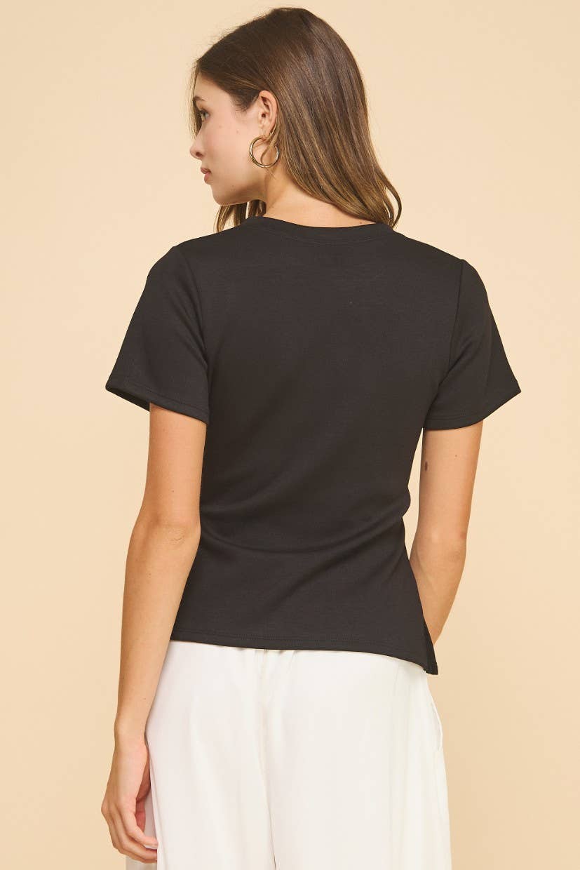 The Harper Side-Tie Top In Black - Desert Sunday