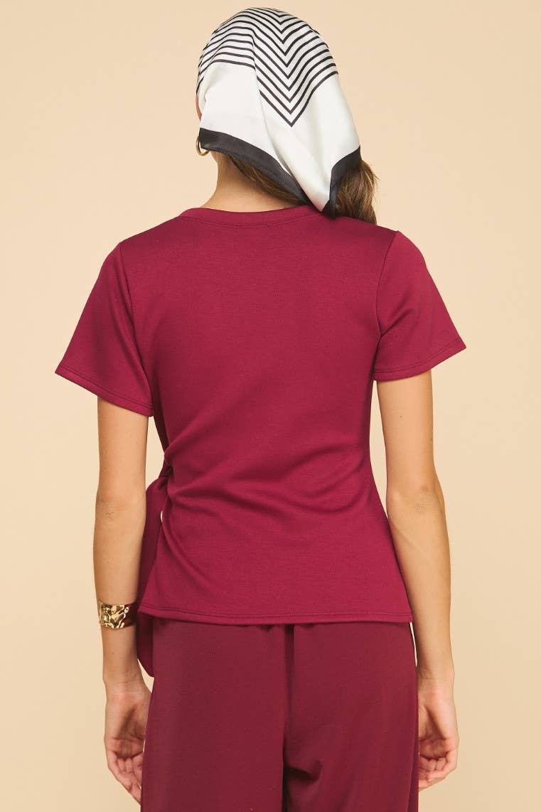 The Harper Side-Tie Top In Burgundy - Desert Sunday