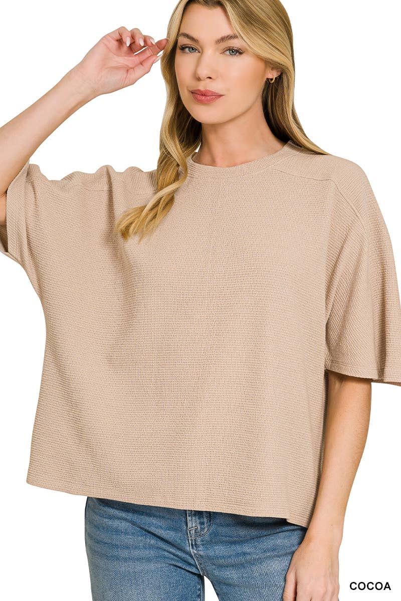 The Soft Structure Double Knit Top | Zenana In Cocoa - Desert Sunday
