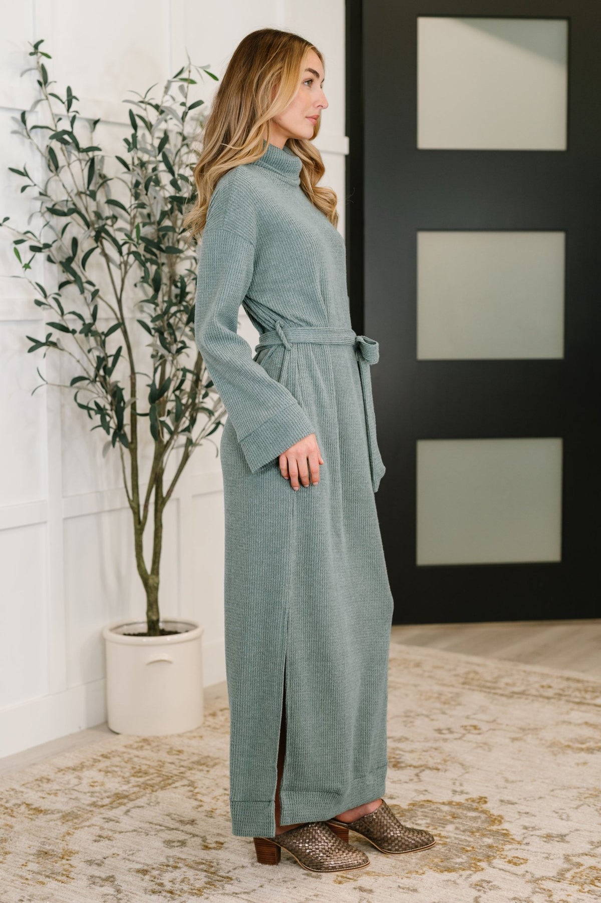 Travel Plush Knit Dress in Soft Teal - Desert Sunday
