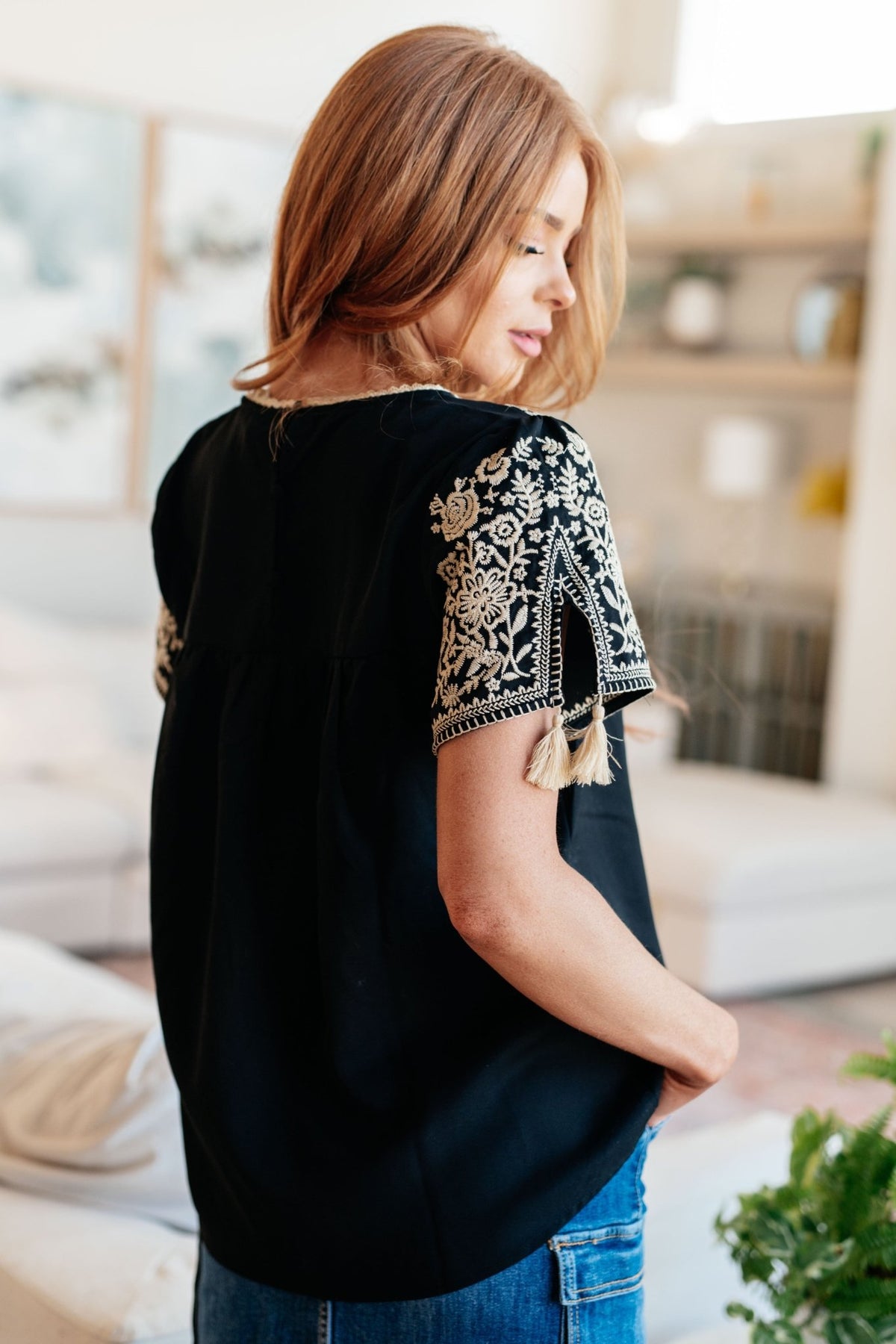Try Again Embroidered Top - Desert Sunday