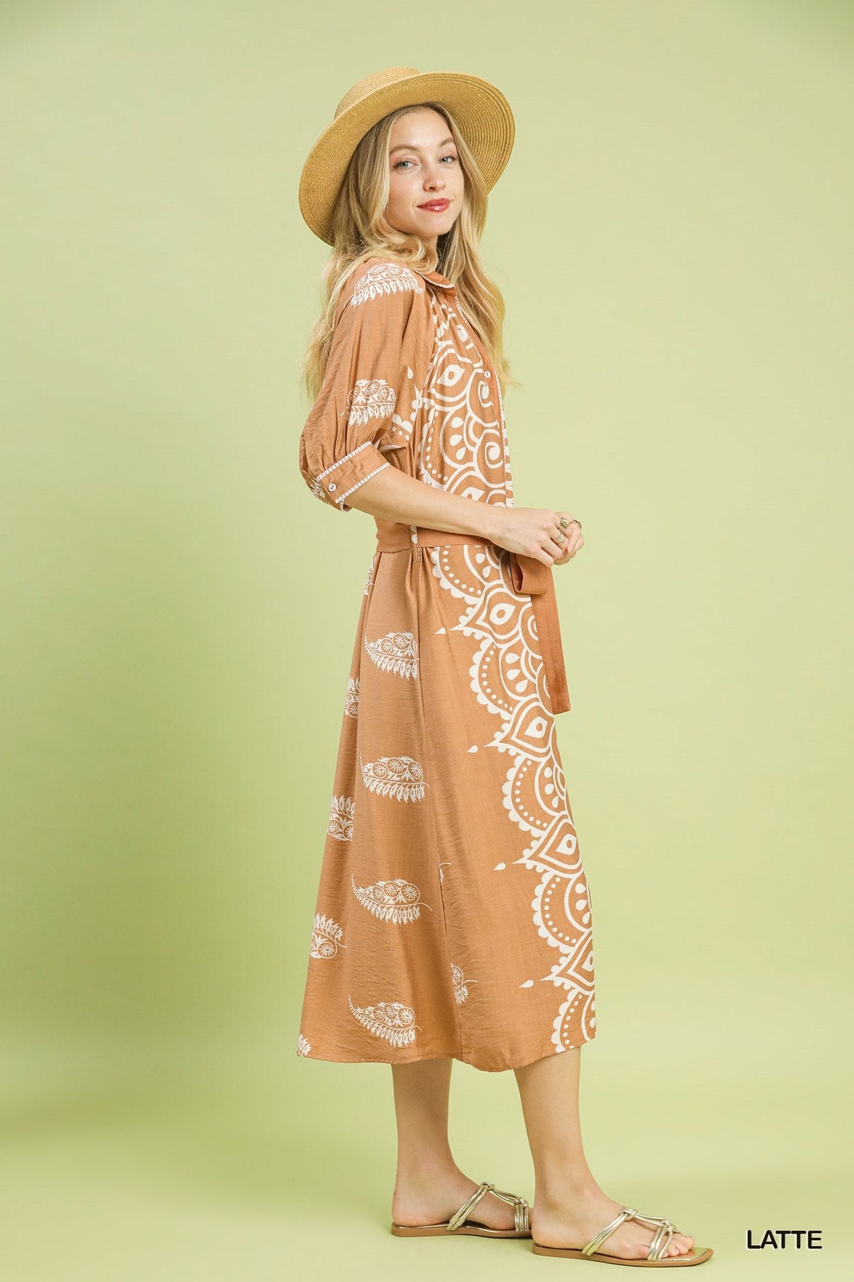 Umgee Sunset Paisley Tie-Waist Dress C5831 - Desert Sunday