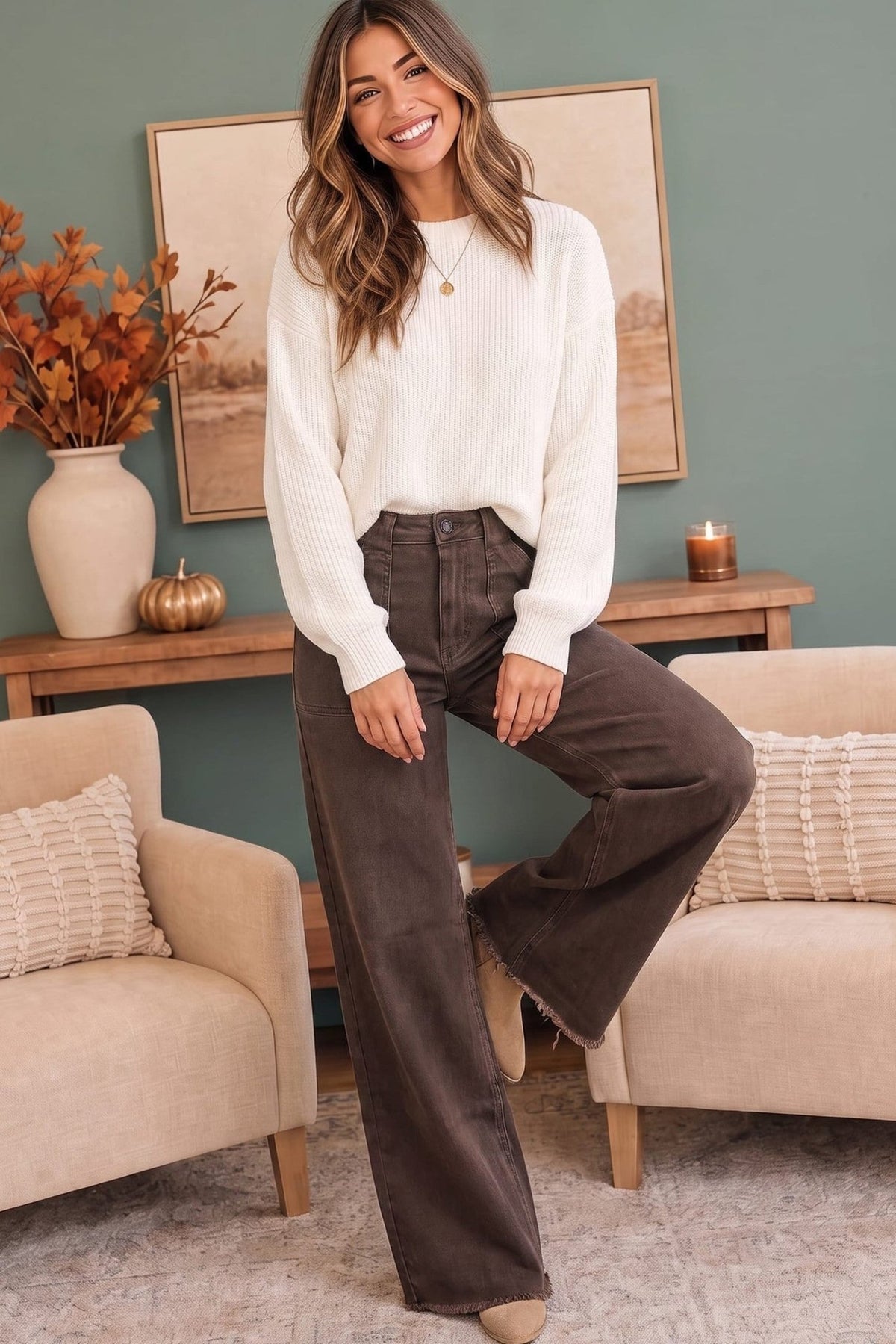 Washed Brown Jeans That Mean Business - Desert Sunday